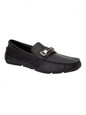 Calvin Klein Mens Mikos Black Tumbled Leather Minimalist Driving Loafer Size 8.5